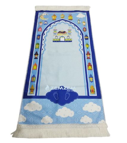 Çocuk Seccadesi Seti Mihrablı Bulut Mavi