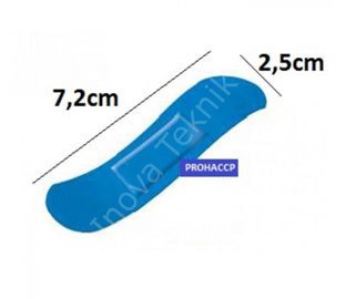 P0160-2 Metal Dedektörü için Algılanabilir Yara Bandı 7.2x2.5cm 100 adet