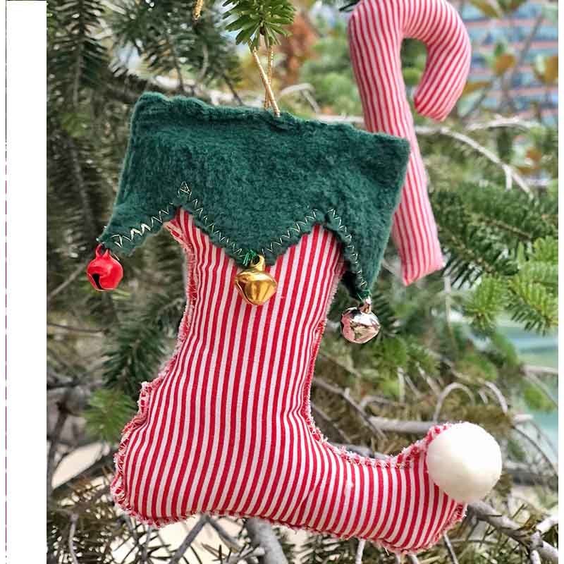 Stripe Boots Christmas Ornament