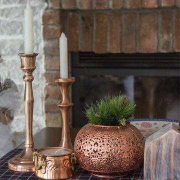 Embroidered Bronze Candle Holder/Vase