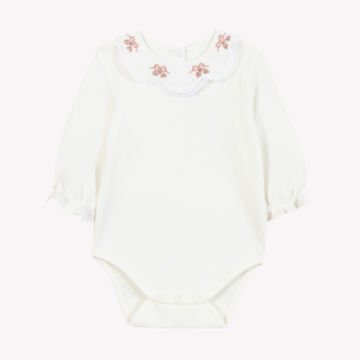 Kız Bebek Yakası Nakışlı Body