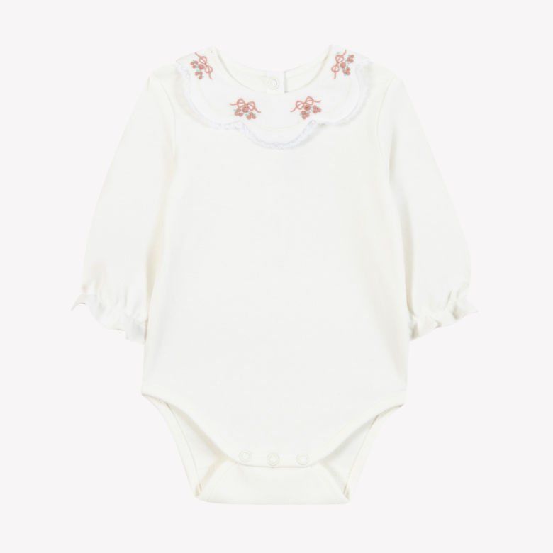 Kız Bebek Yakası Nakışlı Body