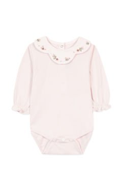 Kız Bebek Yakası Nakışlı Body