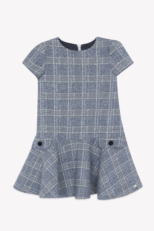 Kız Çocuk Kısa Kollu Ekoseli Elbise