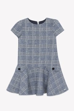 Kız Çocuk Kısa Kollu Ekoseli Elbise