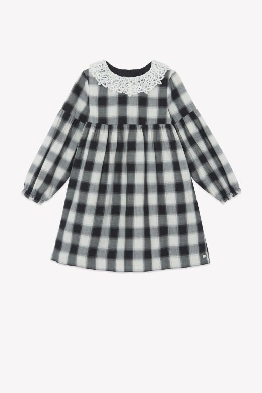 Kız Çocuk Uzun Kollu Ekoseli Elbise