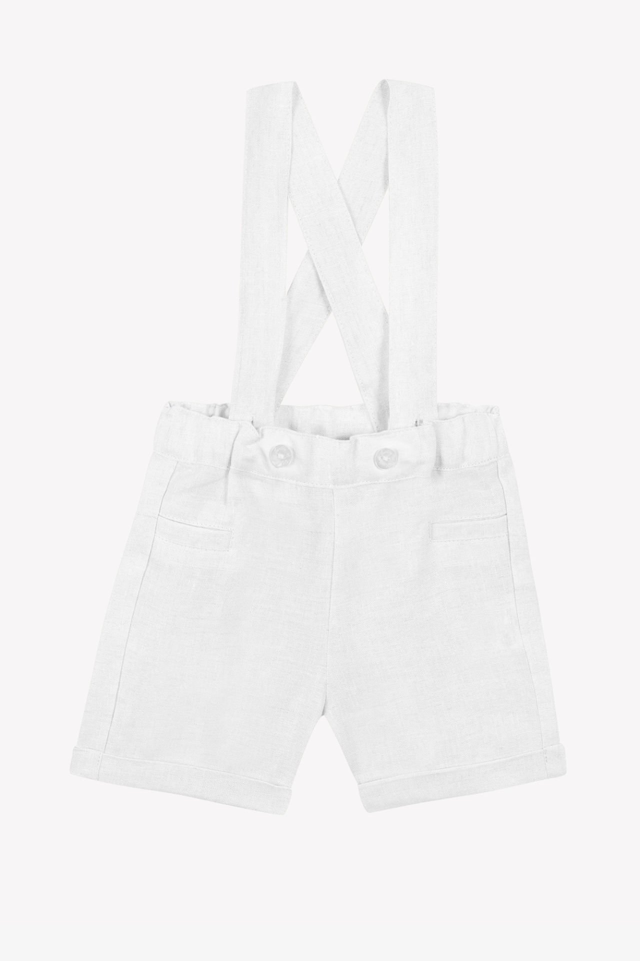 Erkek Bebek Askılı Keten Pantalon