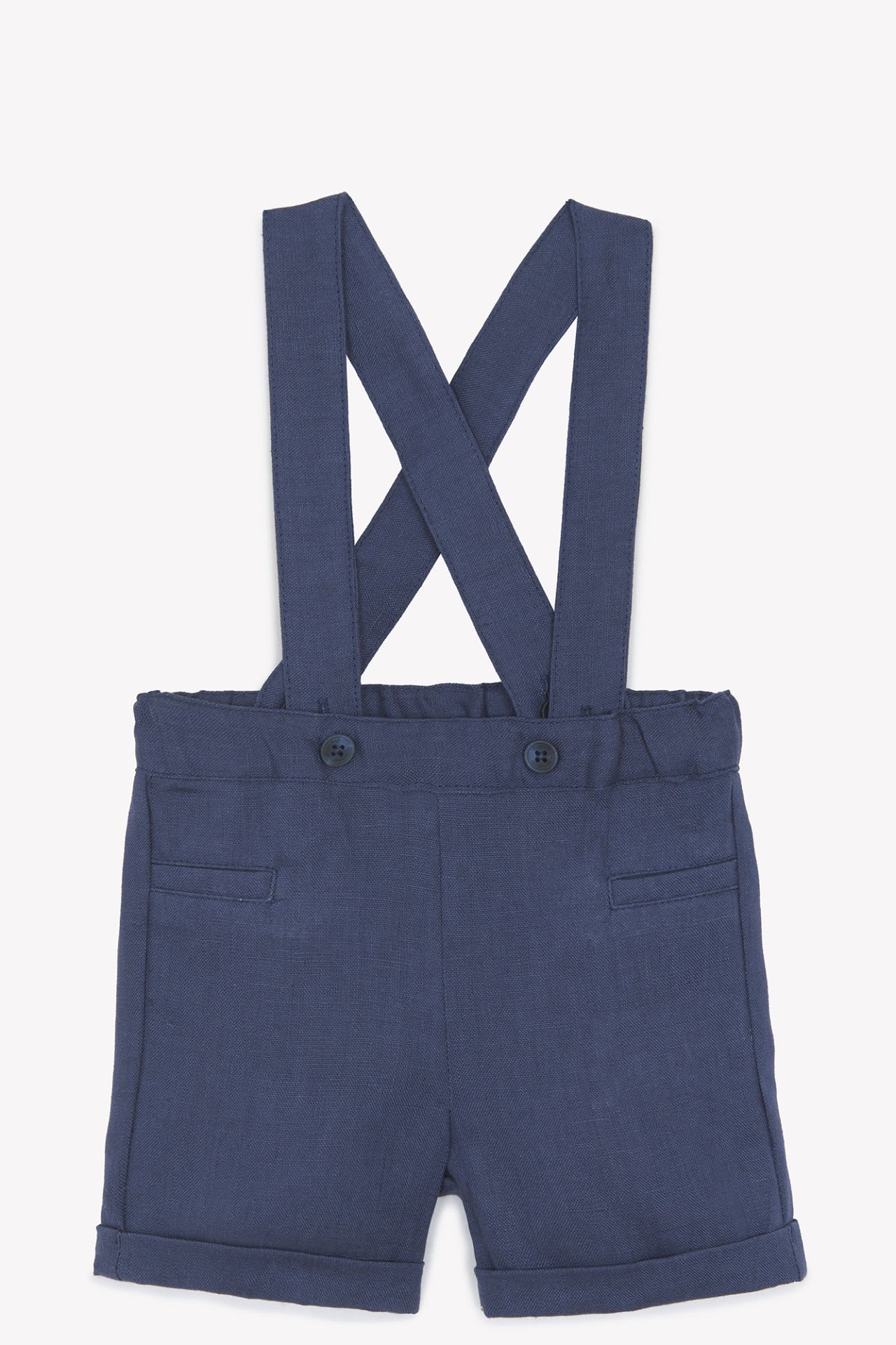 Erkek Bebek Askılı Keten Pantalon