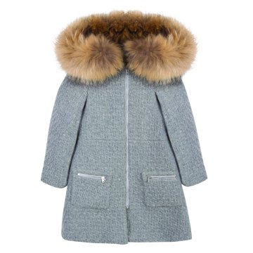 Kız Çocuk Kürk Kapüşonlu Manto