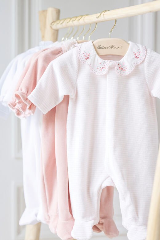 Kız Bebek Önden Açılan Kadife Tulum