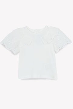Dantel Yaka Detaylı Kız Bebek T-Shirt