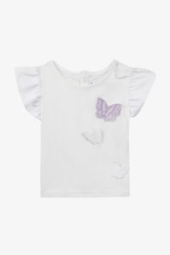 Kız Çocuk Kelebek Aplikeli T-Shirt