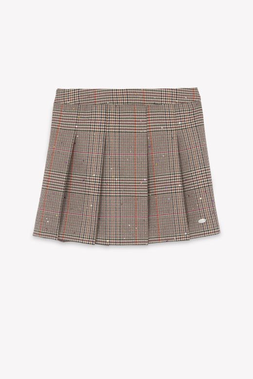 Kız Çocuk Pili Detaylı Ekoseli Etek