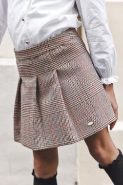 Kız Çocuk Pili Detaylı Ekoseli Etek