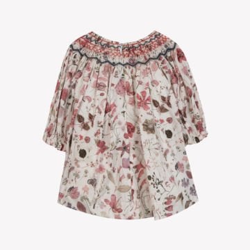 Kız Bebek Çiçek Desenli Uzun Kollu Coton Elbise