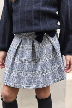 Ekoseli Fiyonk Detaylı Kız Çocuk Etek