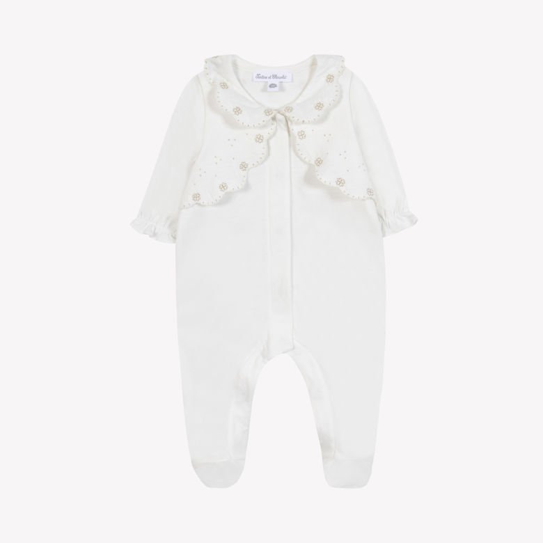 Kız Bebek Nakışlı Coton Tulum