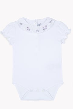 Kız Bebek Kısa kollu Nakışlı Body