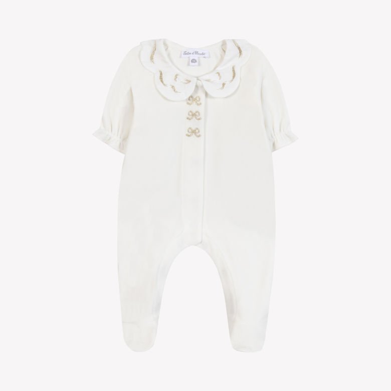 Kız Bebek Nakışlı Kadife Tulum