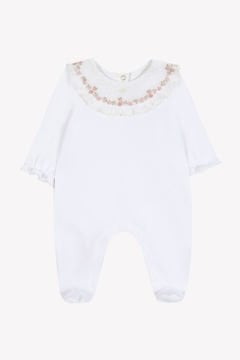 Kız Bebek Fisto Yakalı - Nakışlı Kadife Tulum