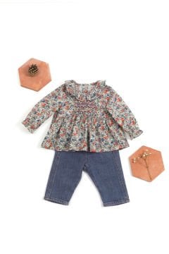 Kız Çocuk Çiçek Desenli Coton Tunik