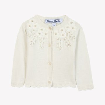 Kız Bebek Nakışlı Triko Hırka