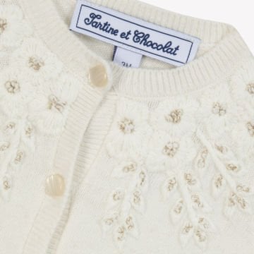 Kız Bebek Nakışlı Triko Hırka