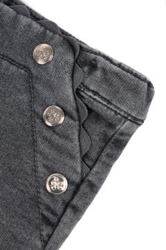 Kız Bebek Düğme Baskılı Jean Pantalon