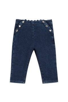 Kız Bebek Düğme Baskılı Jean Pantalon
