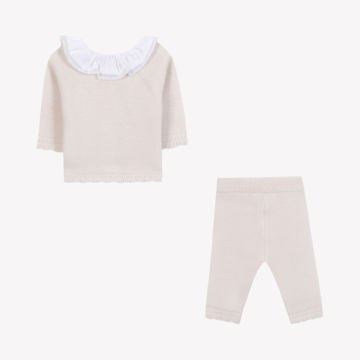 Kız Bebek Yün Hırka + Pantalon Takım