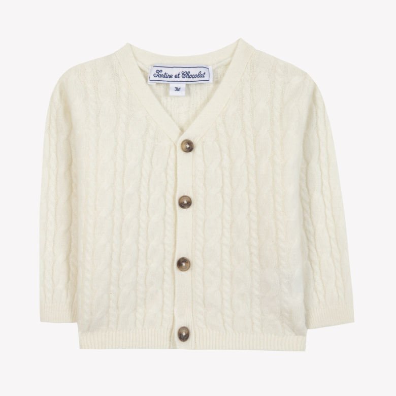 Erkek Bebek Saç Örgülü Kaşmir Hırka