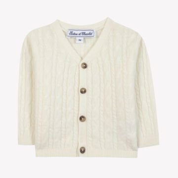 Erkek Bebek Saç Örgülü Kaşmir Hırka