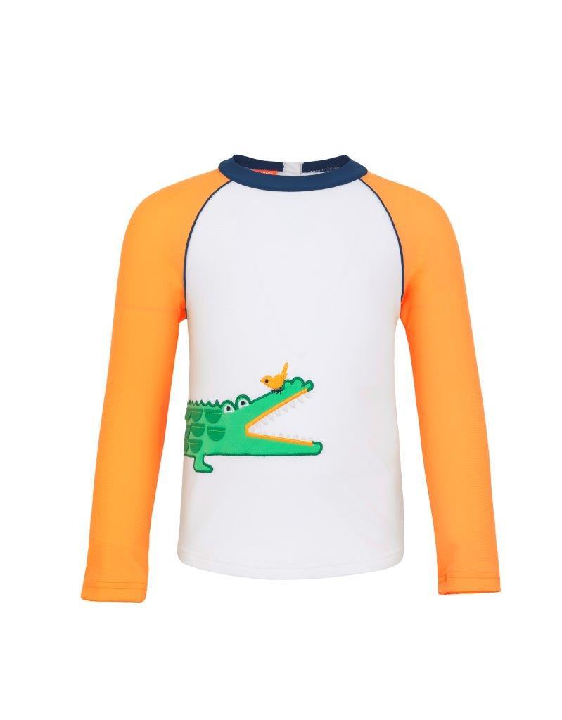 Erkek Bebek UV Korumalı T-Shirt White Crocodile