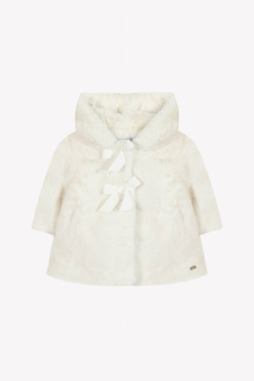 Kız Bebek Kapüşonlu Kürk Manto