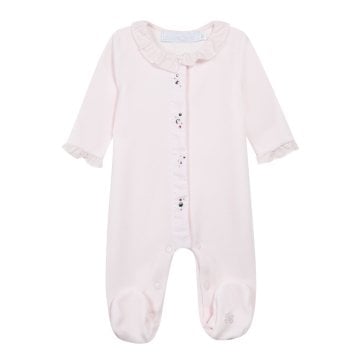 Kız Bebek Önden Açılan Kadife Tulum