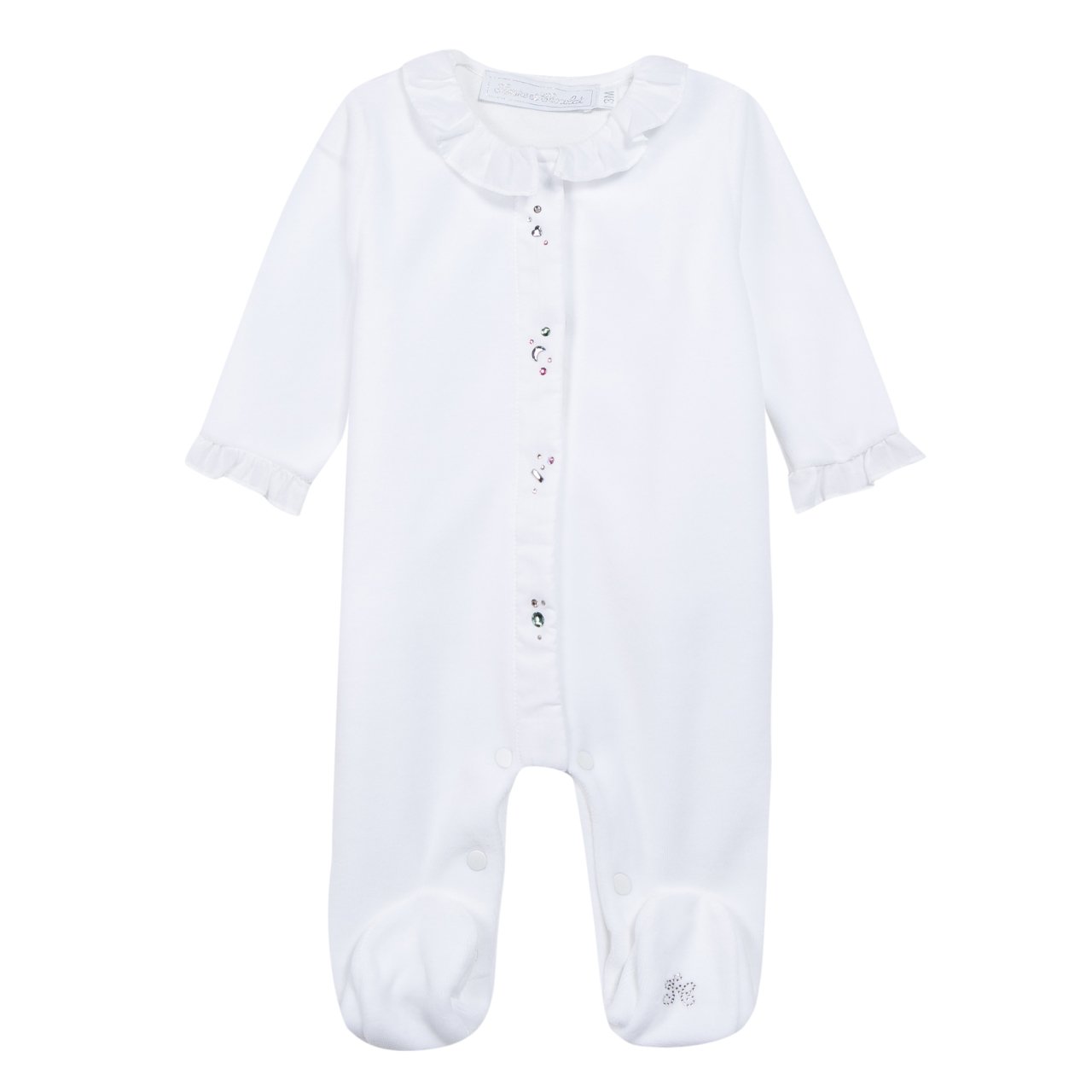 Kız Bebek Önden Açılan Kadife Tulum