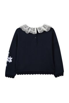 Kız Çocuk Geniş Yakalı Sweatshirt