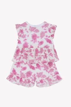 Kız Çocuk Çiçek Desenli Tunik + Şort Set