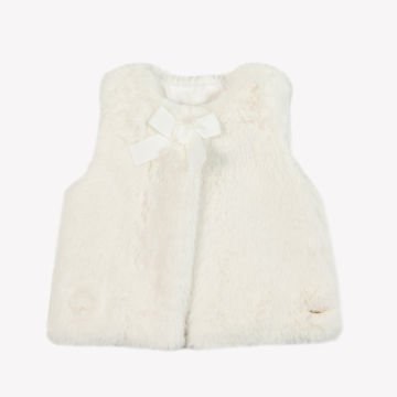 Kız Bebek Fiyonk Detaylı Kürk Yelek