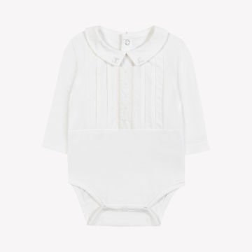 Erkek Bebek Pili Yakalı Ceremonie Body Ekru