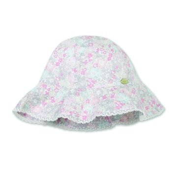 Kız Bebek Çiçek Desenli Koton Şapka