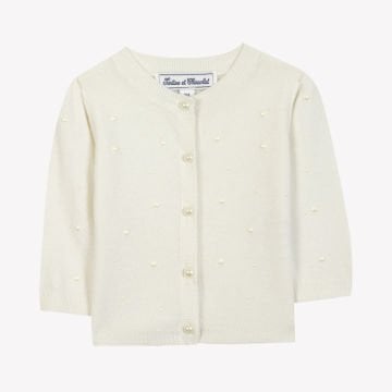 Kız Bebek İnci Aplikeli Hırka