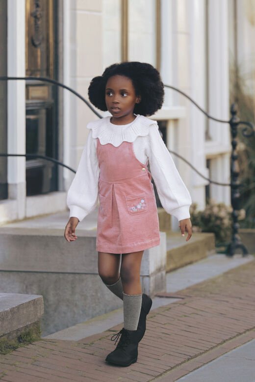 Kız Çocuk Askılı Kadife Elbise