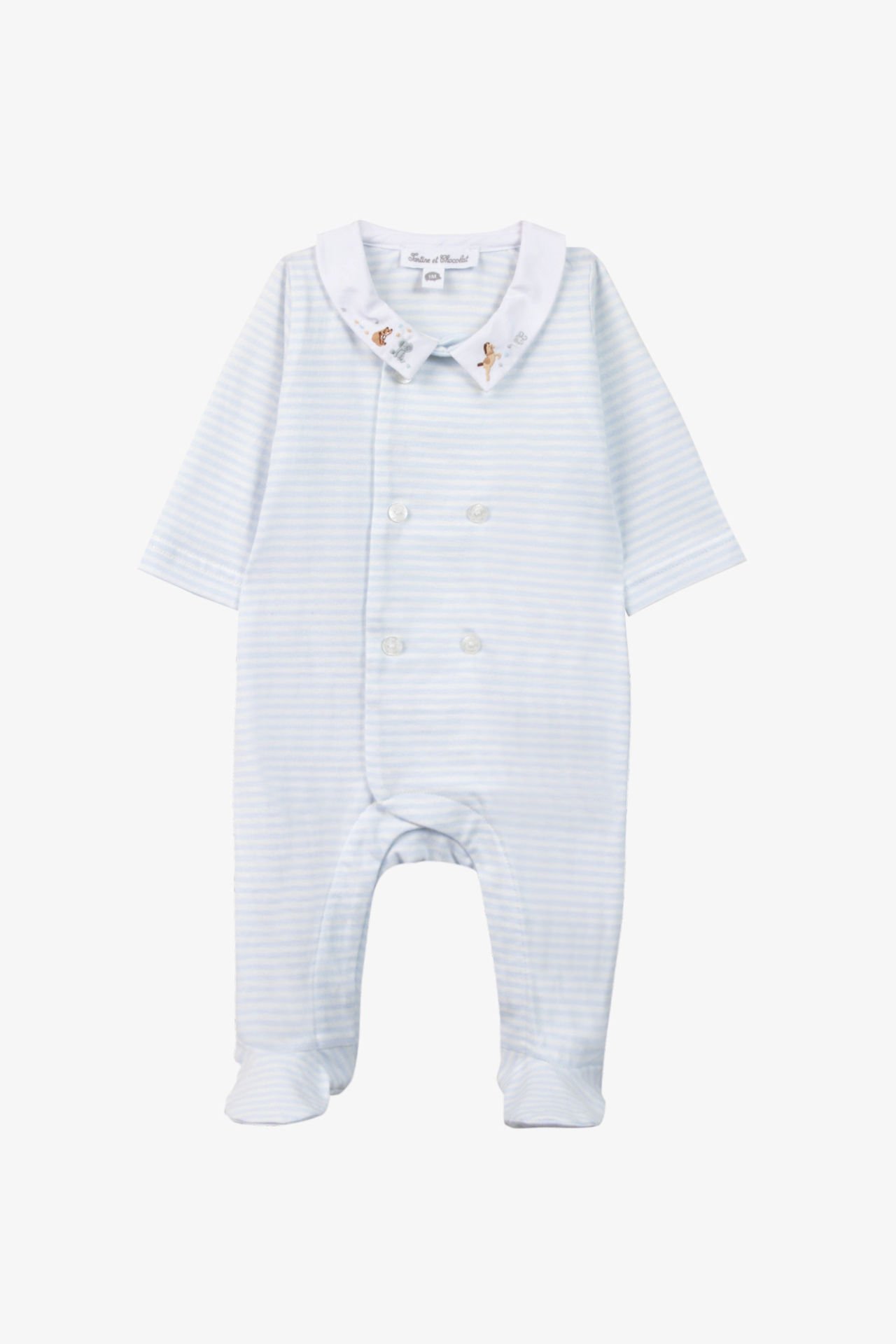 Erkek Bebek Çizgili Coton Tulum