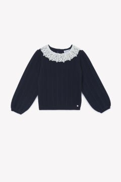 Kız Çocuk Dantel Yakalı Kazak