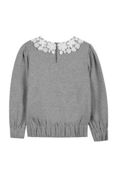 Kız Çocuk Dantel Yakalı Sweatshirt