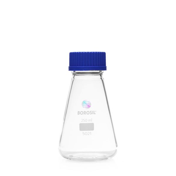 Borosil Cam Erlen 250 ml - Erlenmeyer Flask GL45 Kapaklı - 10 Adet Toptan