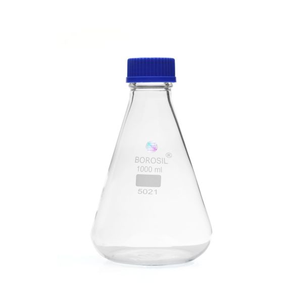 Borosil Cam Erlen 1000 ml - Erlenmeyer Flask GL45 Kapaklı - 10 Adet Toptan