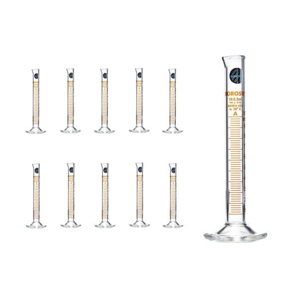 Borosil Cam Mezür 10 ml - Dereceli Silindir Sertifikalı - 10 Adet Toptan