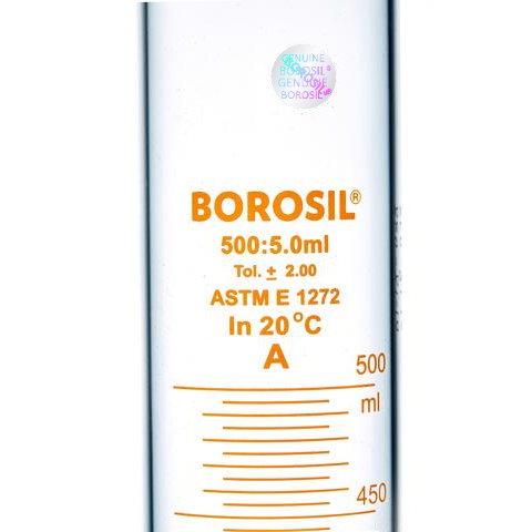 Borosil Cam Mezür 500 ml - Dereceli Silindir Sertifikalı - 5 Adet Toptan
